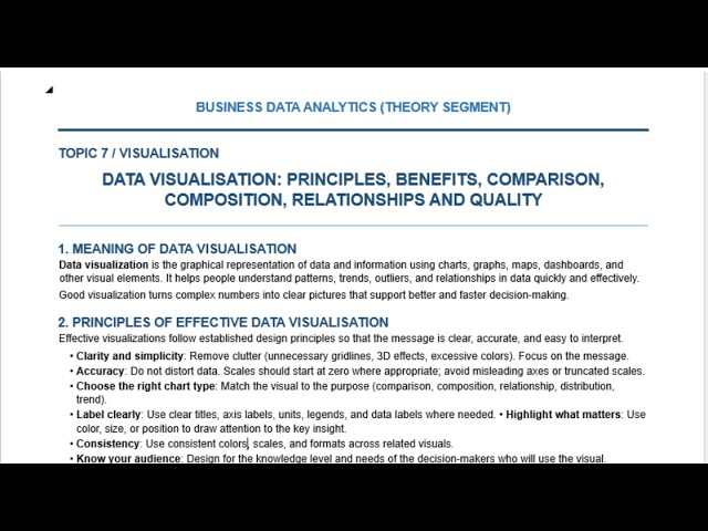 CPA BDA Session 8 | Data Visualization: Principles, Benefits, Comparison & Relationships