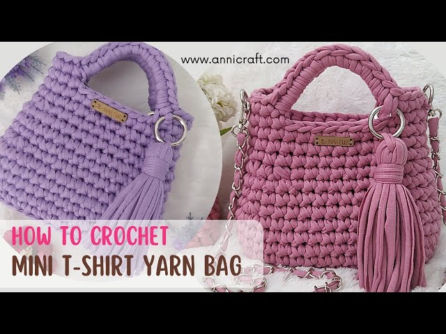 How To Crochet T shirt yarn bag for beginners full tutorial video