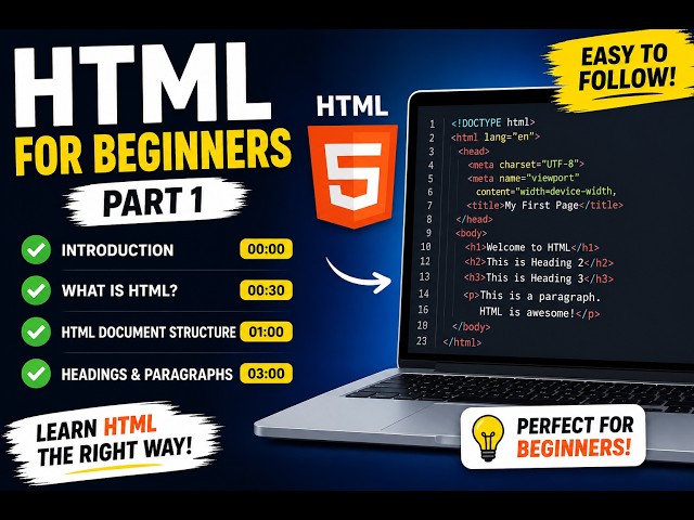 HTML for Beginners Part 1 | Document Structure, Headings and Paragraphs