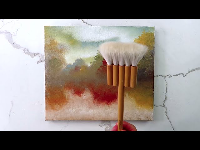 Paint Flying Ducks Over a Peaceful Lake 🦆 | Easy Acrylic Landscape Tutorial | Oval Brush Art