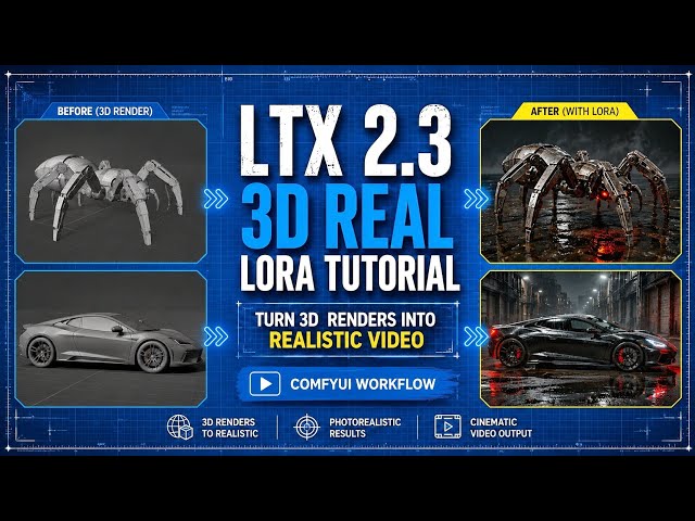 LTX 2.3 3D REAL Tutorial | Turn 3D Renders Into Realistic Video in ComfyUI