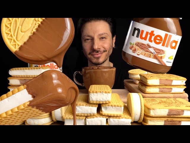 LOADED NUTELLA & ICE CREAM SANDWICHES MUKBANG | ASMR FOOD
