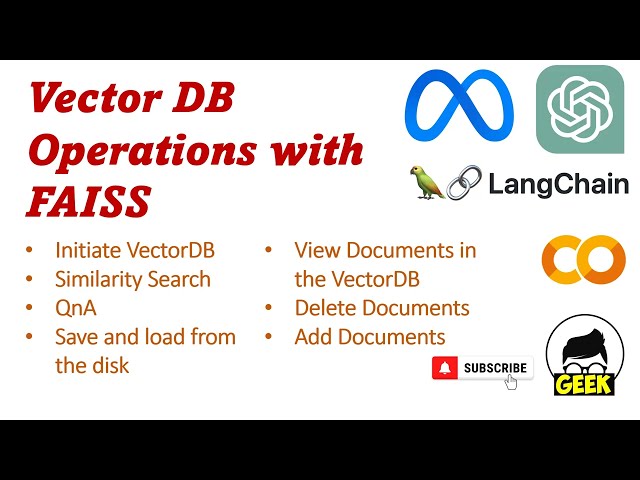 VectorDB Operations with Faiss (View, Add, Delete, Save, QnA and Similarity Search) via Langchain
