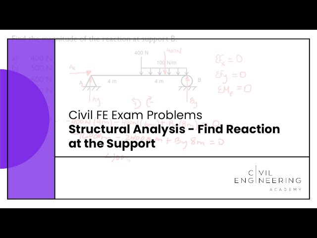 Civil FE Exam - Structural Analysis - Find Reaction at the Support