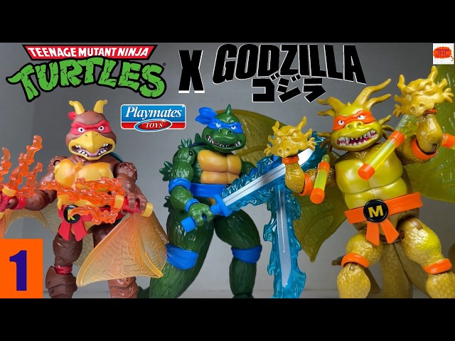 KAIJU?! Teenage Mutant Ninja Turtles X GODZILLA Leo RODAN Raph GHIDORAH Mikey Action Figure Review 1