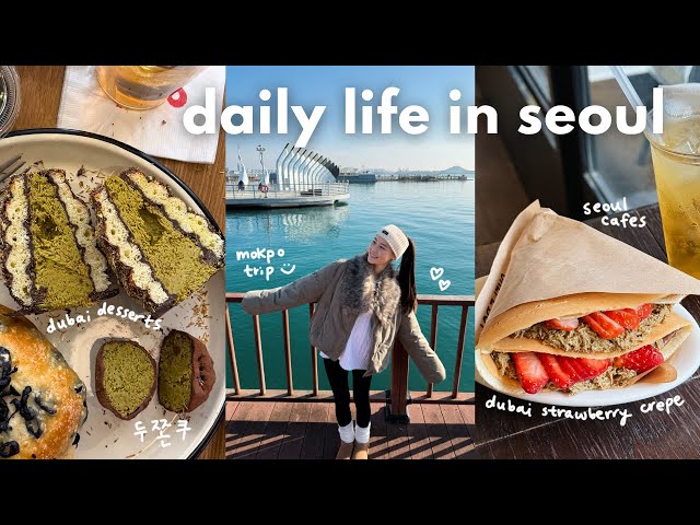 seoul vlog 🧆 dubai chewy cookie dujjonku cafes, mokpo trip, husband's cooking, skincare treatments