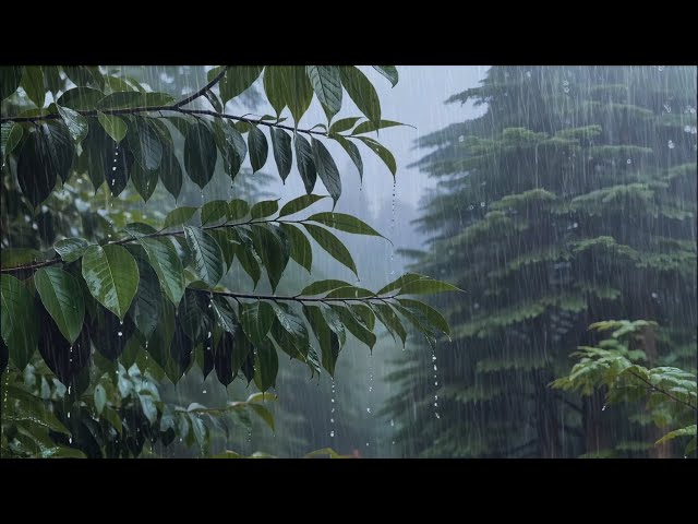 Fall Asleep in 3 Minutes 🌧️ Pouring Rain Sounds in a Forest Valley for Insomnia & Stress Relief