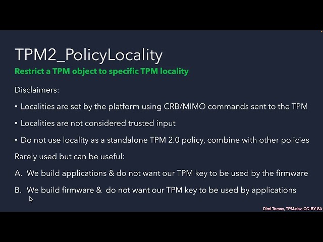 Advanced Trusted Platform Modules (TPMs) Usage TC1103 Lecture E Part 1