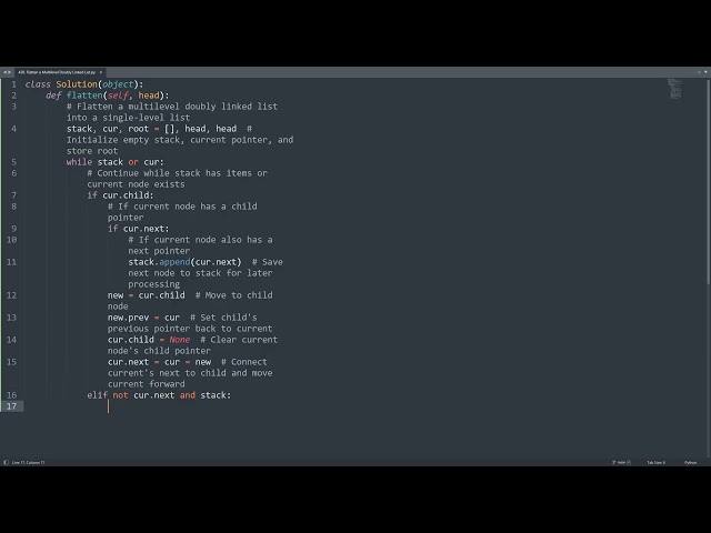 Leetcode 430. Flatten a Multilevel Doubly Linked List in Python | Python Leetcode | Python Tutorial