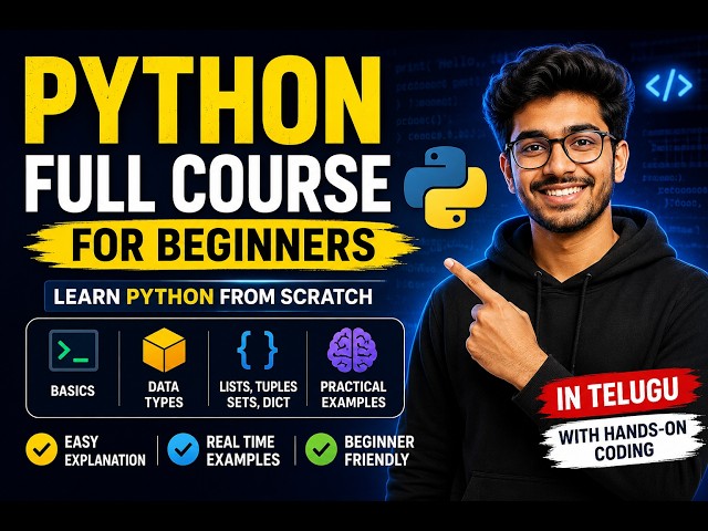 🚀 Python Full Course for Beginners | Python Tutorial in Telugu
