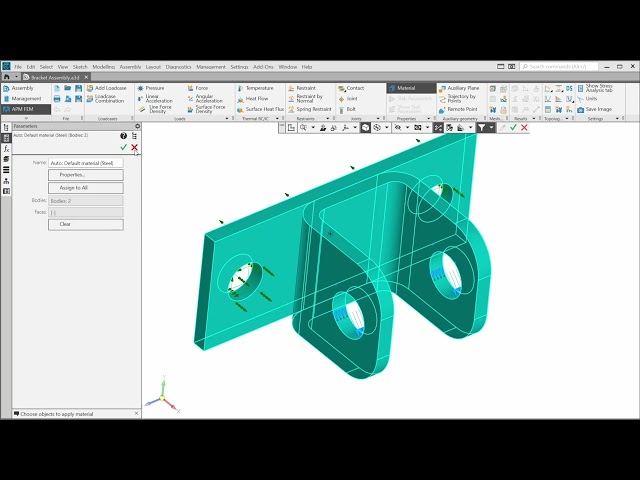 4.2. Practice. Adding Loads and Material in APM FEM