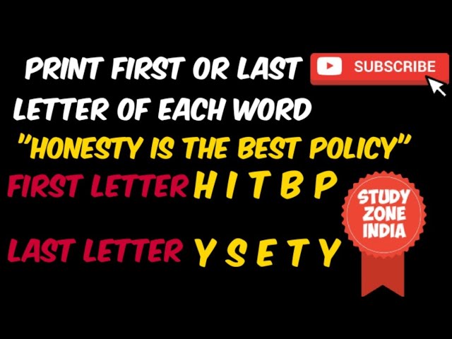 🔴 MENU DRIVEN PROGRAM TO PRINT FIRST LETTER OR LAST LETTER OF EACH WORD || CLASS 10 || JAVA || ICSE