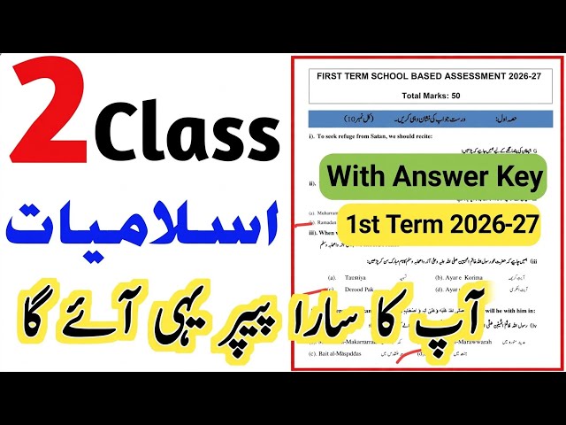 Class 2 Islamiat Paper first term 2026 SBA Two class Islamiat Paper first term 2026