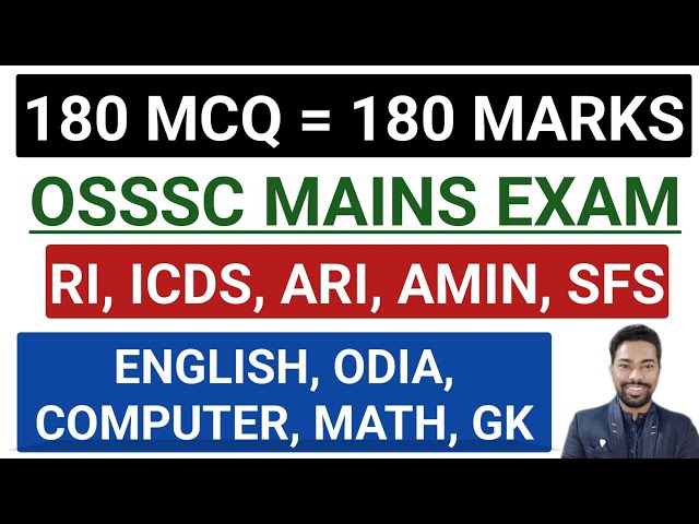 RI MAINS MOCK TEST || 180 MCQ || OSSSC RI, ICDS, ARI, AMIN, SFS EXAM || BY SUNIL SIR