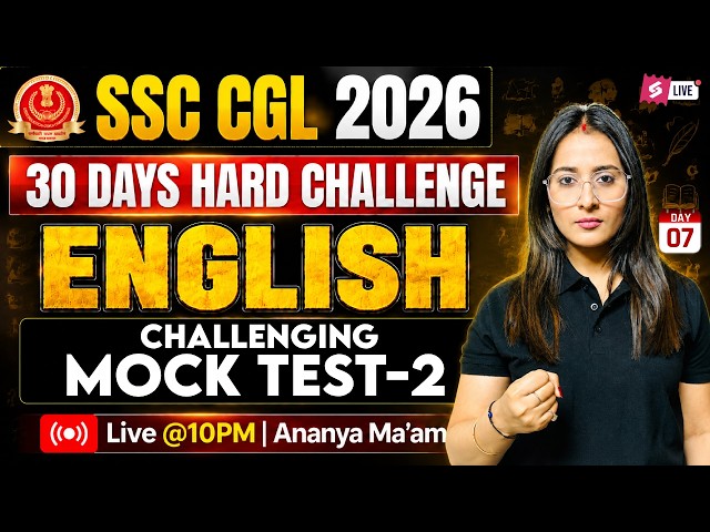 SSC CGL English Classes 2026 | SSC CGL English Previous Year Solved Paper | SSC CGL by Ananya Mam