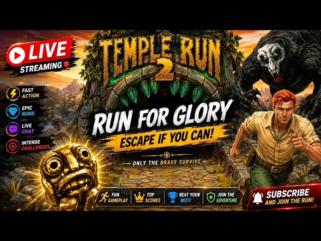 🔴 LIVE 🔥 TEMPLE RUN 2 😱 RUN FOR GLORY | Epic Escape Challenge 🏃‍♂️💨
