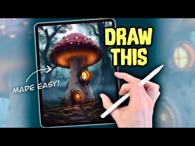 PROCREATE Landscape Drawing Tutorial - EASY steps Magical Mushroom