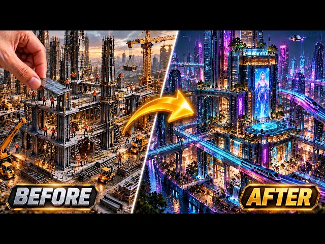 Building a Cyberpunk Neon Mega-City 🏙️ Block from Scratch | Satisfying Miniature Tokyo Alley Build 🚧