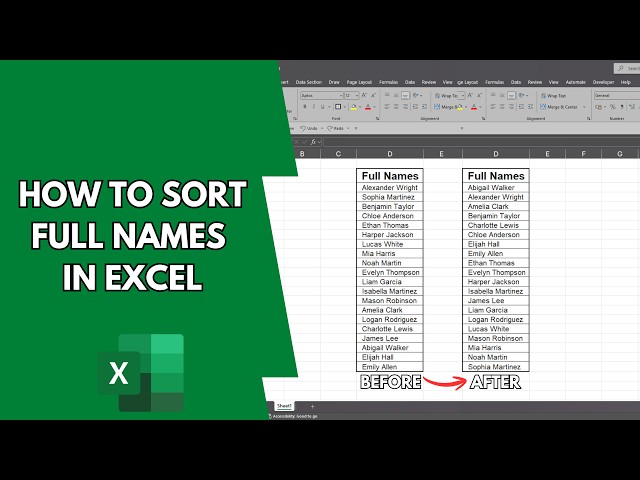 How to sort names in Excel