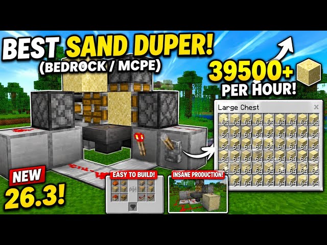 Best Sand Duper Farm in Minecraft Bedrock 1.21+ | 39,500+ Sand Per Hour! (MCPE 26.3)