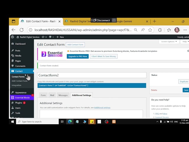 Class 12 wordpress How to Add Contact Form
