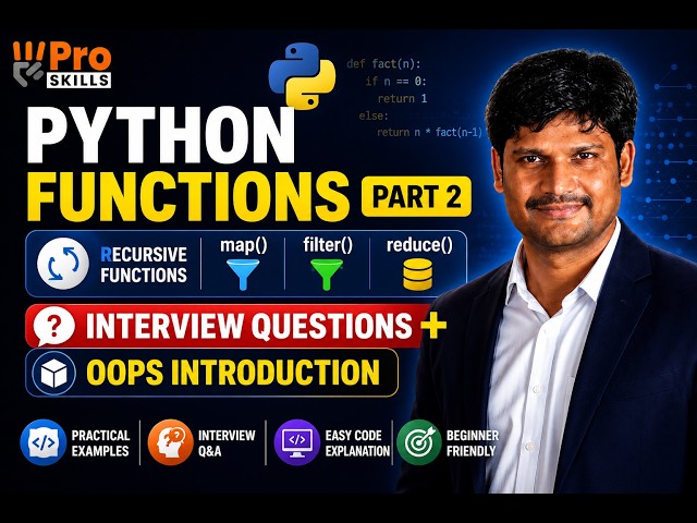 Python Functions Part 2 | Recursive Functions, map(), filter(), reduce() & OOPS Introduction