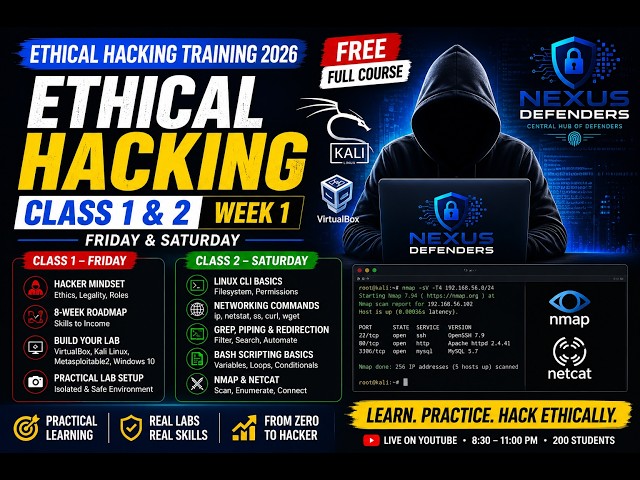 Learn Ethical Hacking from Scratch | Kali Linux, Nmap & Linux CLI | Complete Training