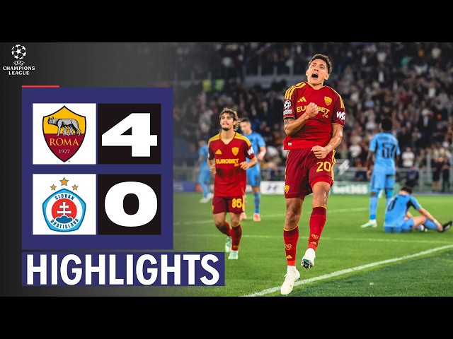 AS Roma vs Slovan Bratislava | 4-0 | Resumen | Champions League | roma vs slovan bratislava