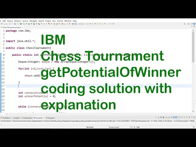 IBM Coding Assesment | Chess Tournament getPotentialOfWinner | Coding solution with explanation