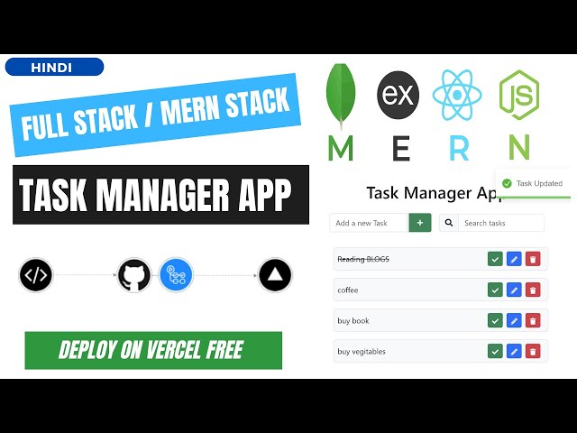 Complete MERN Stack Task Manager App + Free Deployment | Hindi #mern #reactjs #nodejs #mongodb