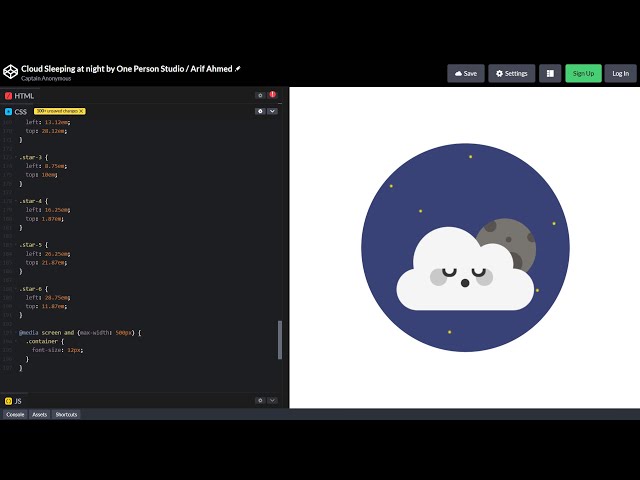 ASMR Programming - CLOUD SLEEPING AT NIGHT in HTML & CSS - No Talking