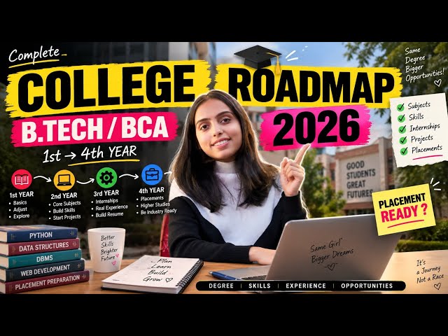 The Ultimate B.Tech Roadmap 2026 🎓 | 1st Year to Placement | Complete Guide to get placed🥰