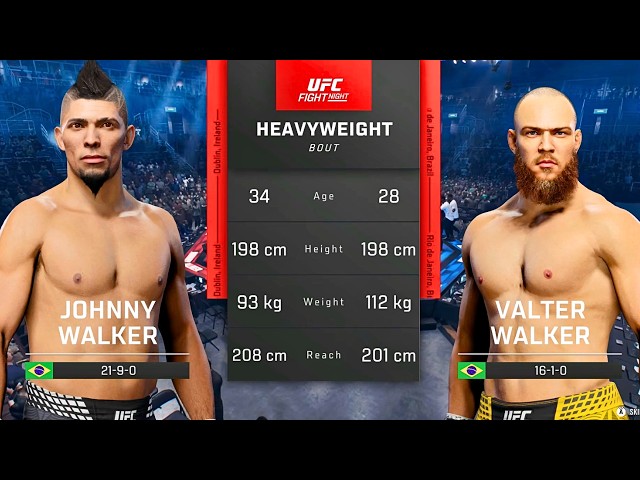 Johnny Walker vs Valter Walker FULL FIGHT | UFC 6 AI Simulation Gameplay (CPU vs CPU)