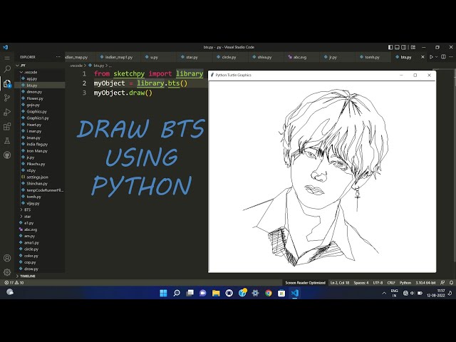 Draw #BTS using #Python SketchPy.