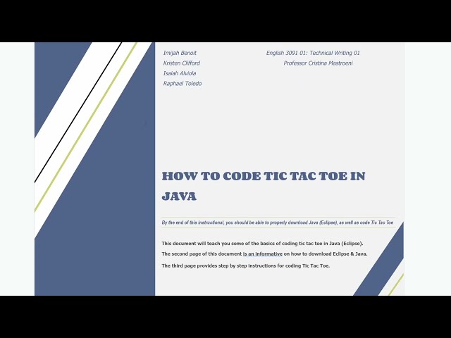 How To Code Tic Tac Toe In Java