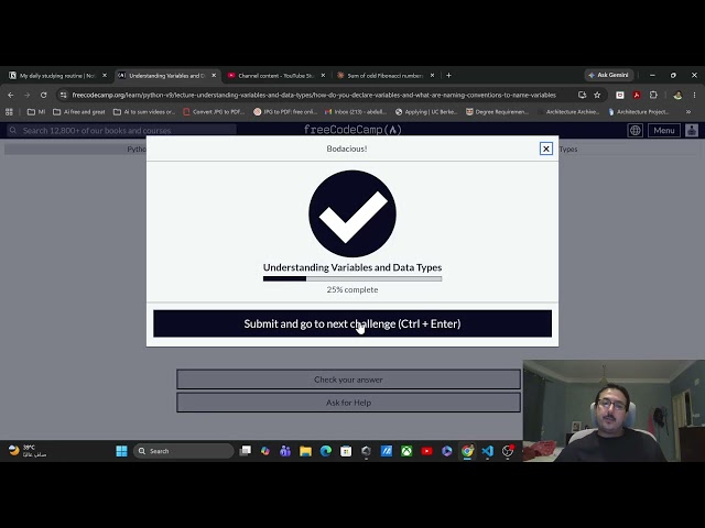 py (python) on freecodecamp (live streams)