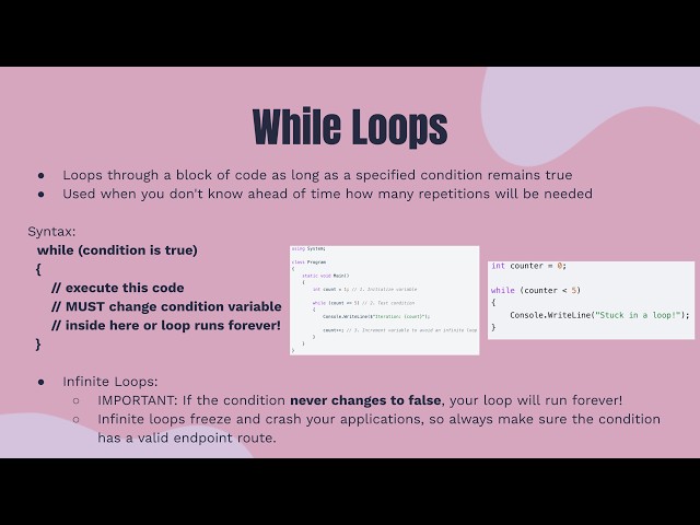 C# - While Loops