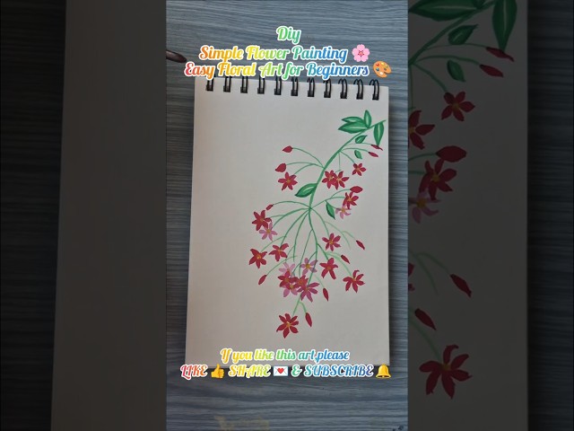 Beautiful Floral Painting in Minutes 🌺Beginner Friendly Flower Art 🌸🎨 #youtubeshorts #artandcraft