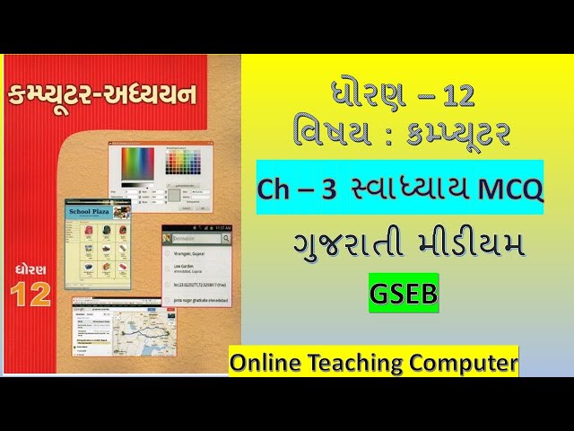 Std 12 Computer Ch 3  Swadhyay MCQ Solution | Dhoran 12 computer adhyayan