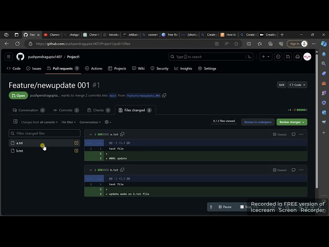 Create Pull request from github