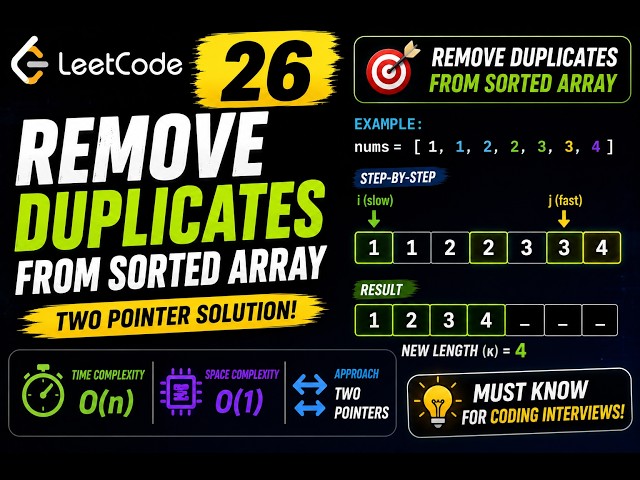 LeetCode 26 | Two Pointer Technique | O(n) Solution