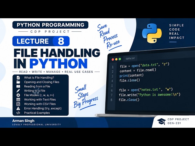 Python Programming | Lecture 8: File Handling in Python