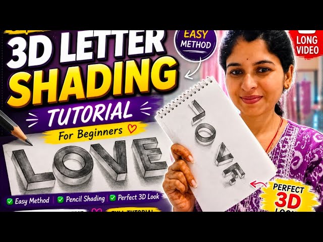 3D Letter Shading Tutorial | LOVE 3D Drawing Step by Step #3DLettering #3DDrawing #3DLetterShading