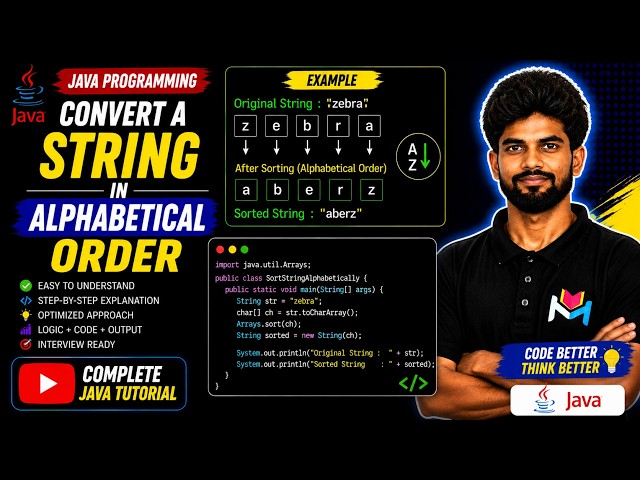 Arrange A String In Alphabetical Order in Java | Master Java String | Complete String Tutorial