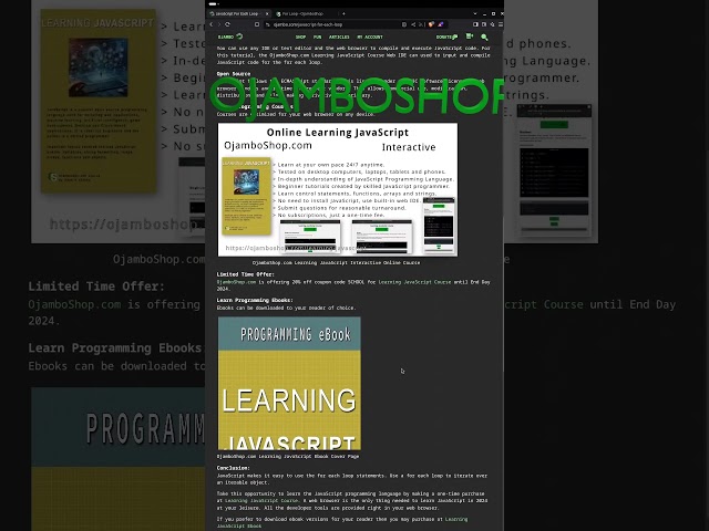 For Each Loop In JavaScript