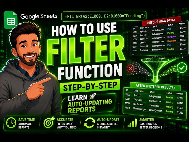 How to Use the FILTER Function in Google Sheets (Step-by-Step) | Learn Auto-Updating Reports