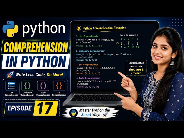 🐍 Python Comprehension Explained in Telugu | List, Dictionary & Set Comprehension | Episode 17