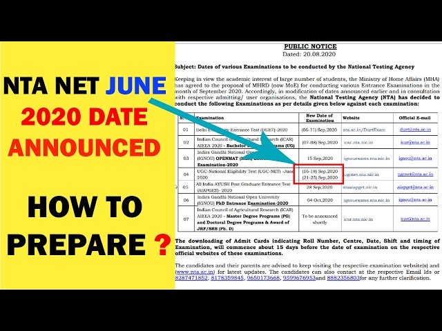 NTA UGC NET JUNE 2020 DATE ANNOUNCED| NTA NET EXAM on SEP 2020| #ntanet2020 #ugcnet2020