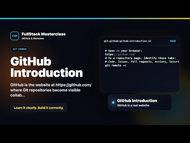 GitHub Introduction Explained | FullStack Masterclass Git & GitHub Course