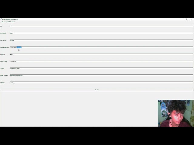 Personal Information System (CRUD+Python+Tkinter+MySQL)